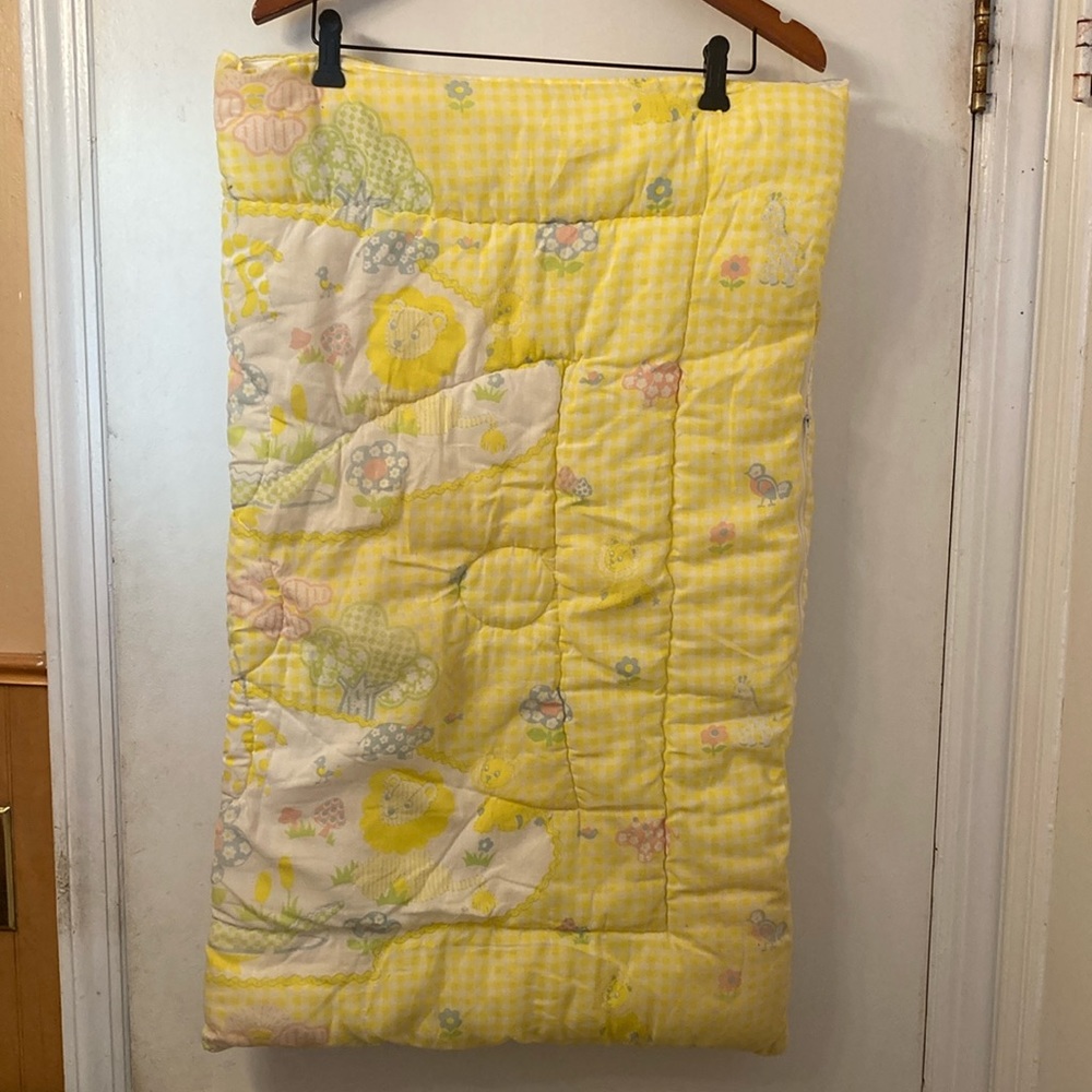 Vintage yellow quilted baby blanket/sleeping bag